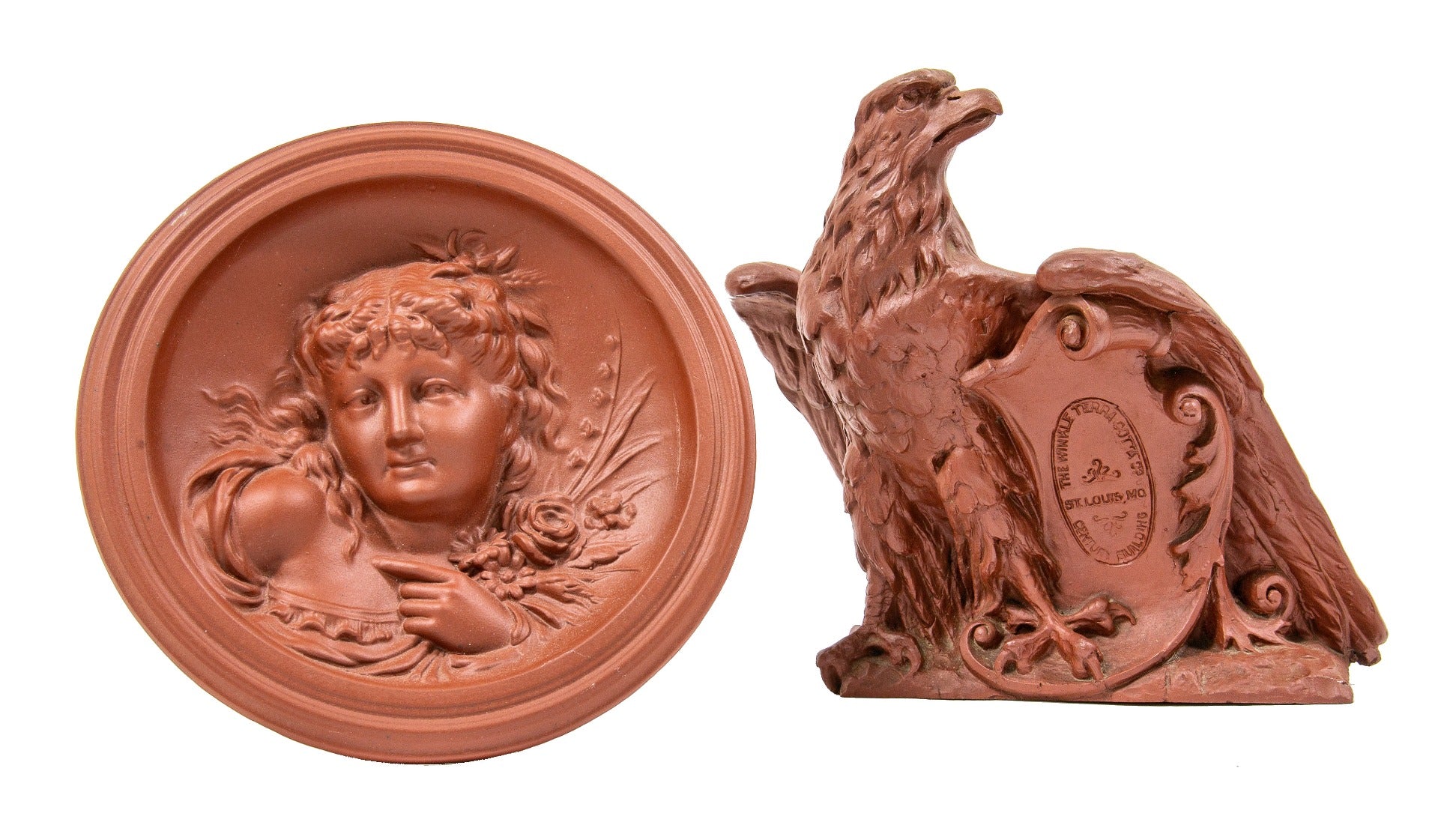 finely sculpted early 20th century antique american winkle terra cotta salesman sample with red slip glaze