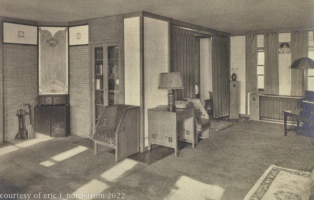 original 1918 barry byrne-designed quartered oak wood william f. tempel house radiator cover