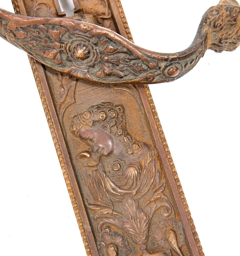 hard to find 1870's russell & erwin high victorian cast bronze figural thumb latch store door handle from st. louis