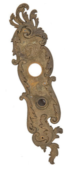 hard to find early 20th century cast bronze rococo revival style chicago residential entrance door backplate with nicely aged patina