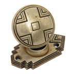one of two matching stunning 1920s american art deco style nickel-plated cast bronze doorknobs with rosettes