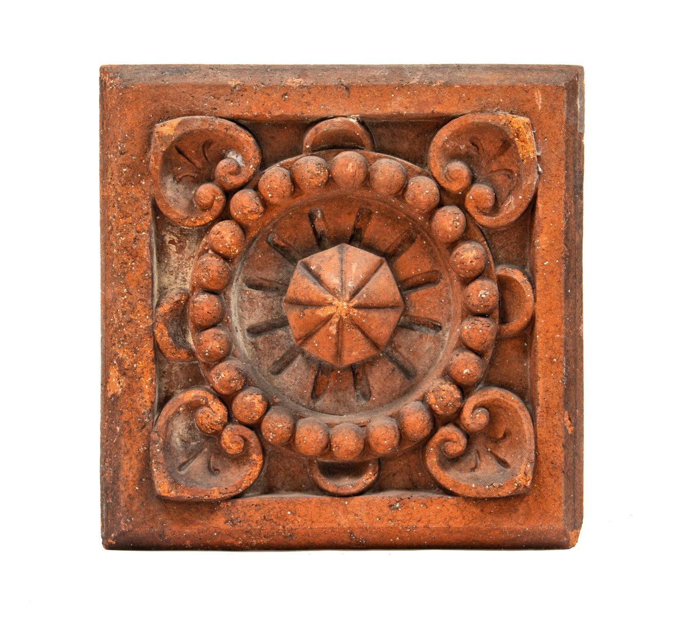 single 19th century late 1880's american victorian-era winkle terra cotta company red slip terra cotta block or panel