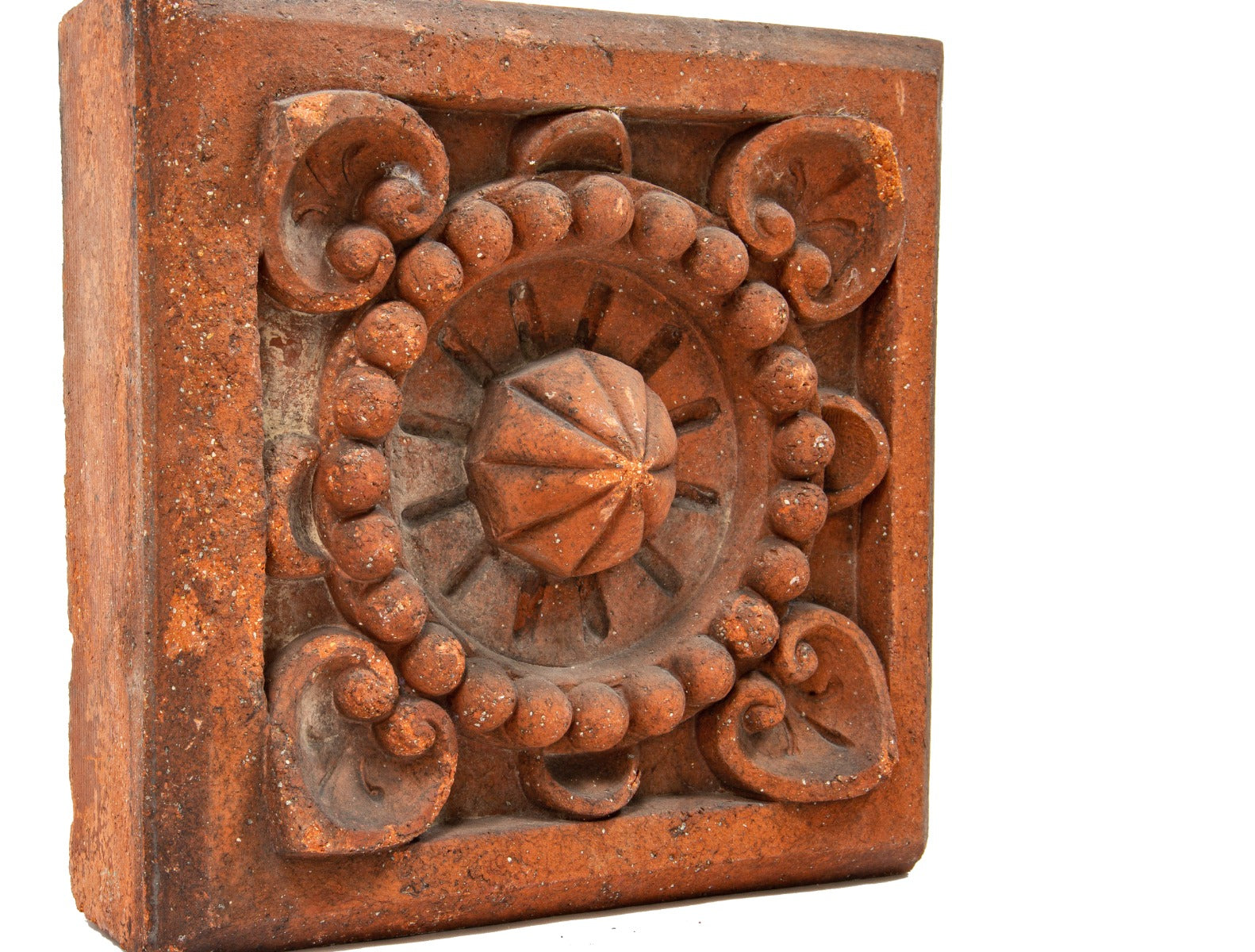 single 19th century late 1880's american victorian-era winkle terra cotta company red slip terra cotta block or panel