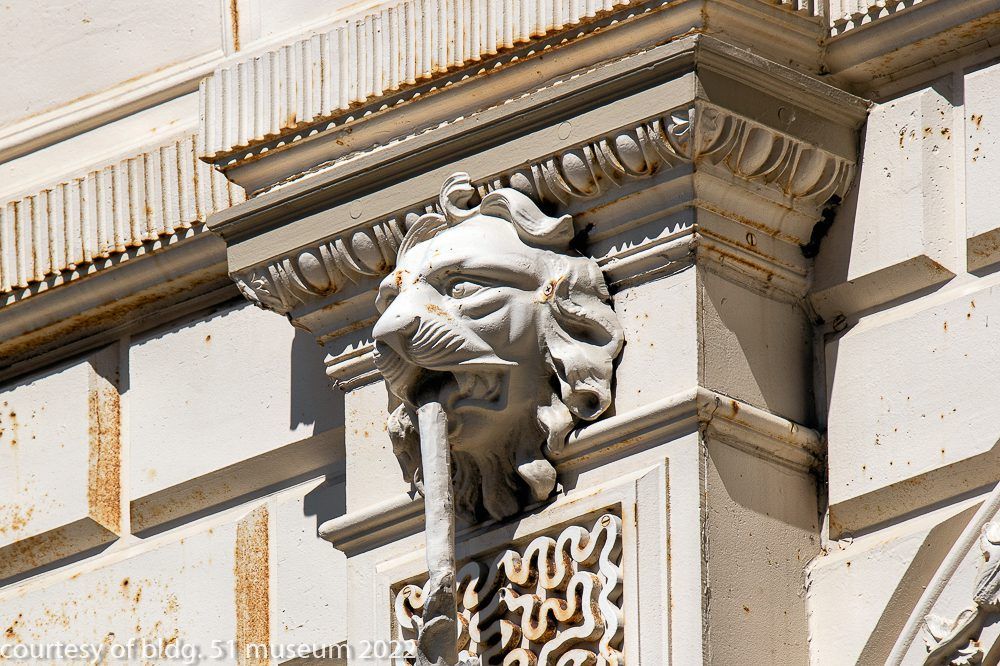 faithful recast of museum-quality lionhead salvaged from george h. johnson's 1860 milwaukee iron block building