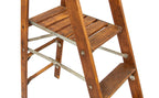 early 20th century american industrial fully adjustable oak wood ladder with original varnished finish