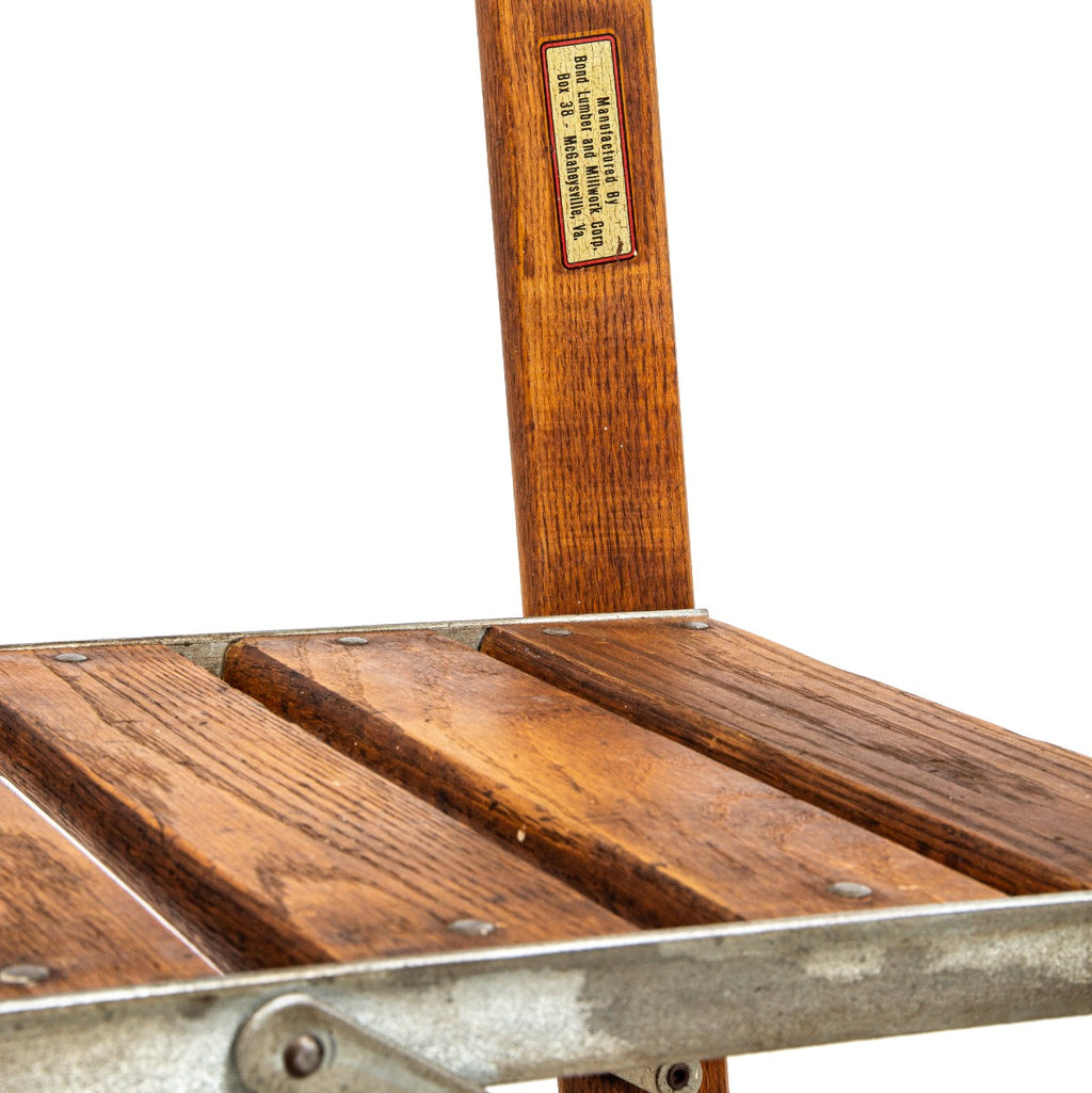 early 20th century american industrial fully adjustable oak wood ladder with original varnished finish