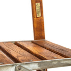 early 20th century american industrial fully adjustable oak wood ladder with original varnished finish