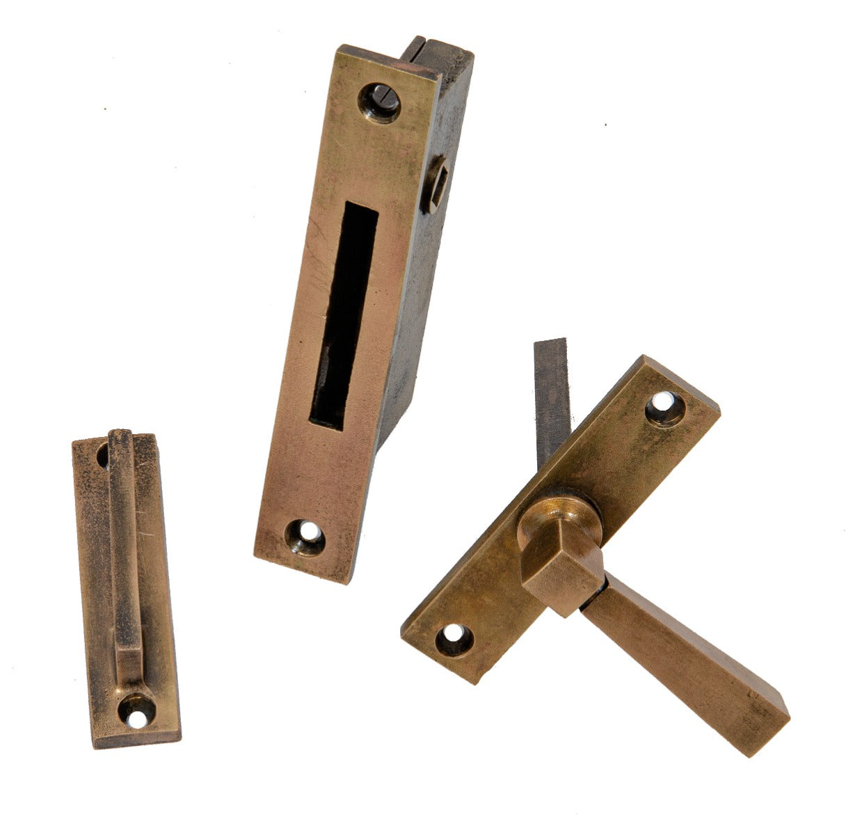 original and fully functional walter burley griffin-designed cast brass and iron william f. tempel house window sash hardware