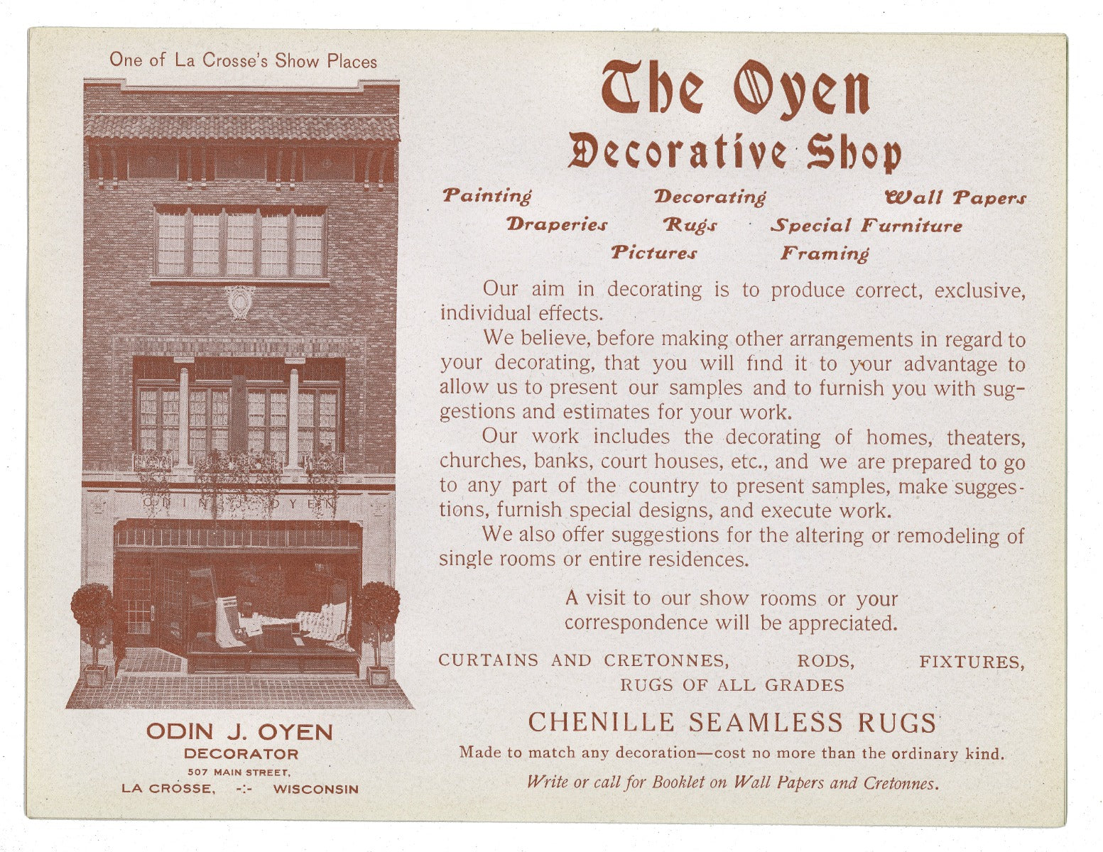 richly colored early 20th century odin j. oyen-designed watercolor study for interior residential room with pastoral murals