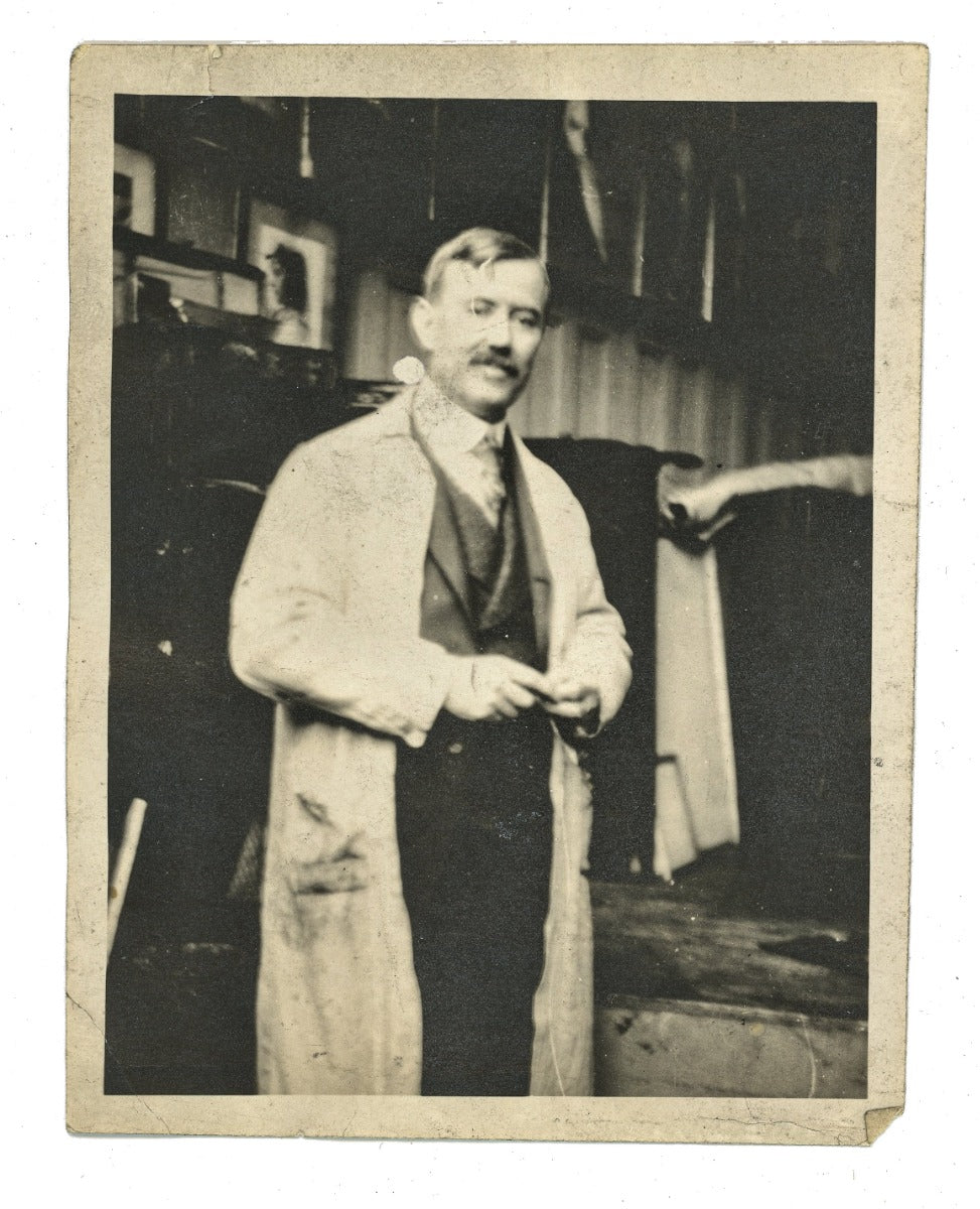 richly colored early 20th century odin j. oyen-designed watercolor study for interior residential room with pastoral murals