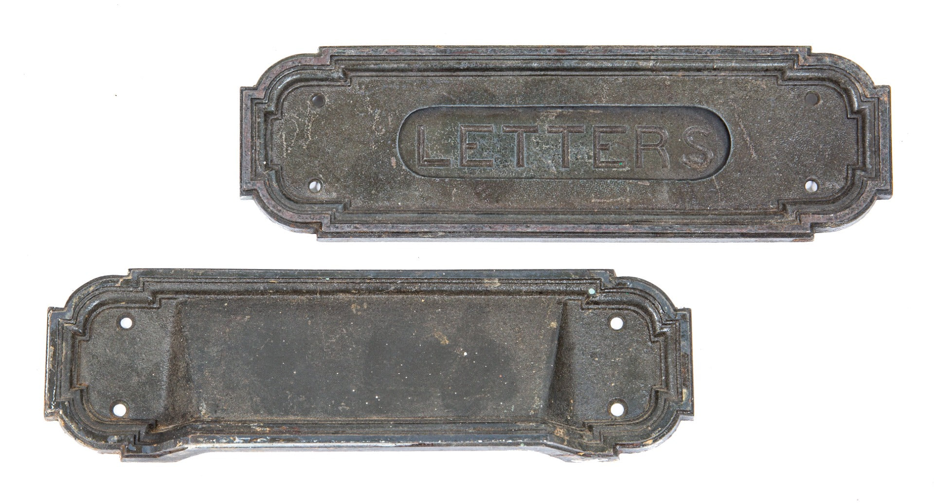 original 1930s holabird and root palmolive building interior office door mail slot with matching chute