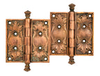 matching set of original heavy cast bronze columbus building interior building office door hinges with crown finials