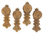 lot of original well-maintained ornamental cast bronze mccc/re matching doorknobs and backplates with swinging keyhole covers