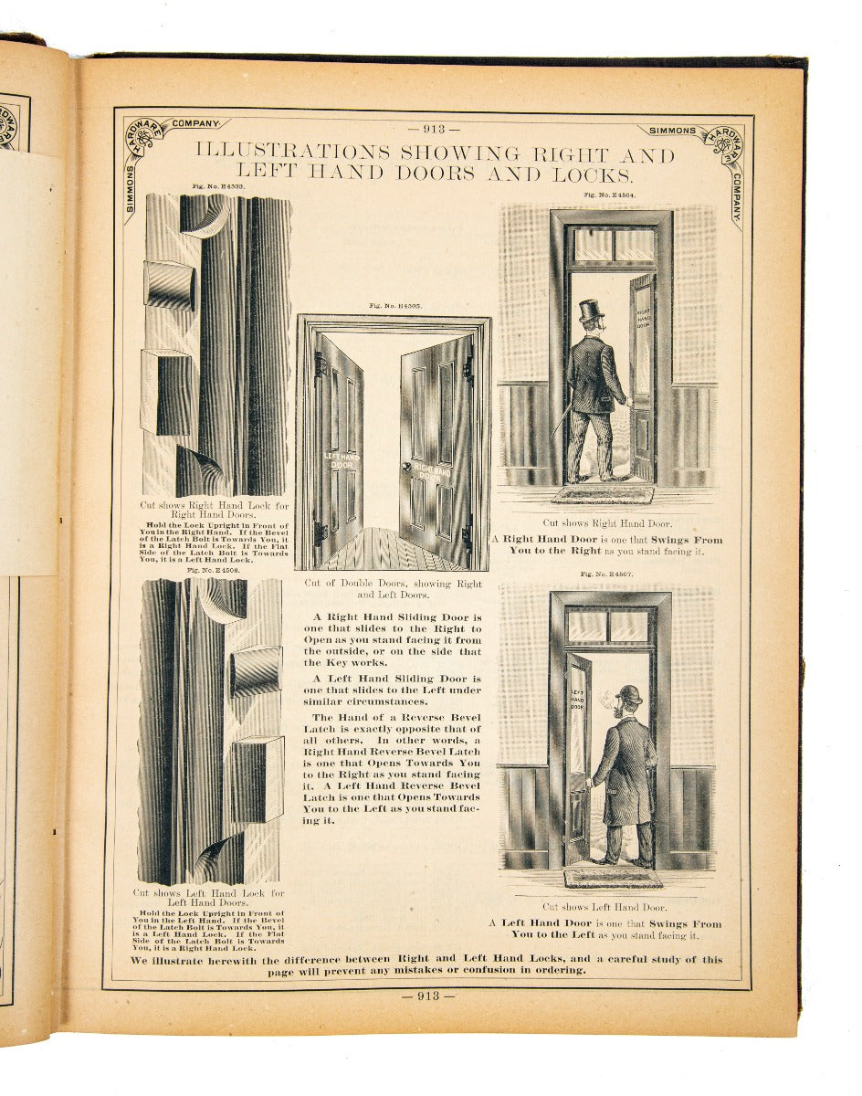 highly informative early 20th century hardbound simmons' hardware company "builders' harware catalogue no. 334"