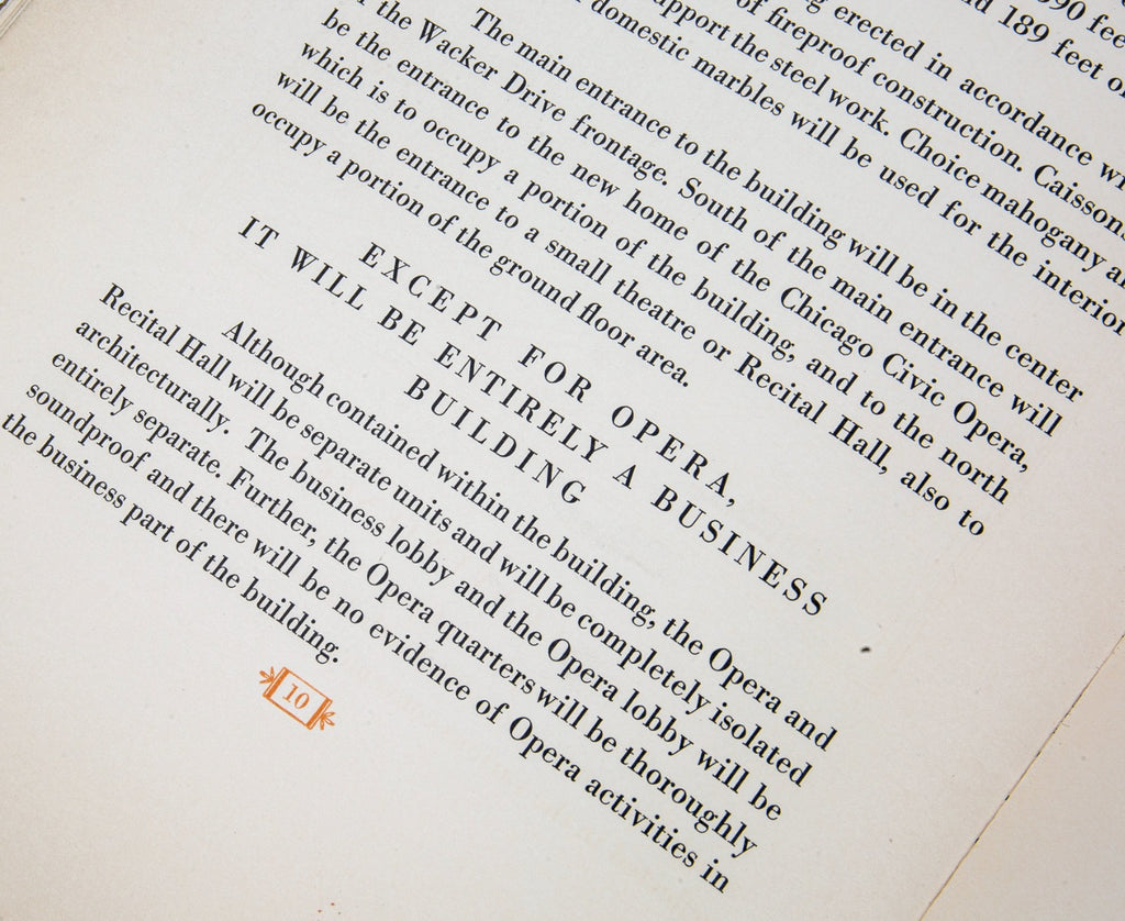 hard to find original profusely illustrated 1928 civic opera building rental book published by r.r. donnelley