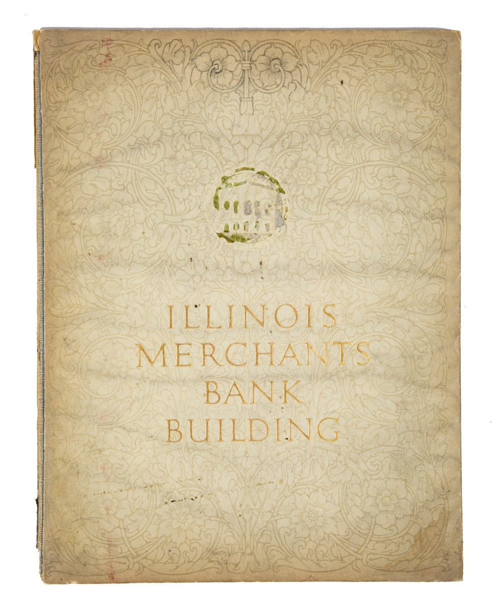 hard to find original and intact 1922 hardbound illinois merchants bank building rental brochure and/or dedication book