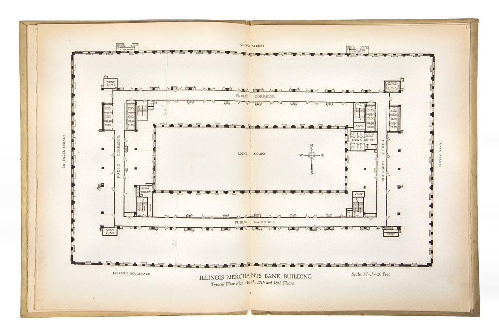 hard to find original and intact 1922 hardbound illinois merchants bank building rental brochure and/or dedication book