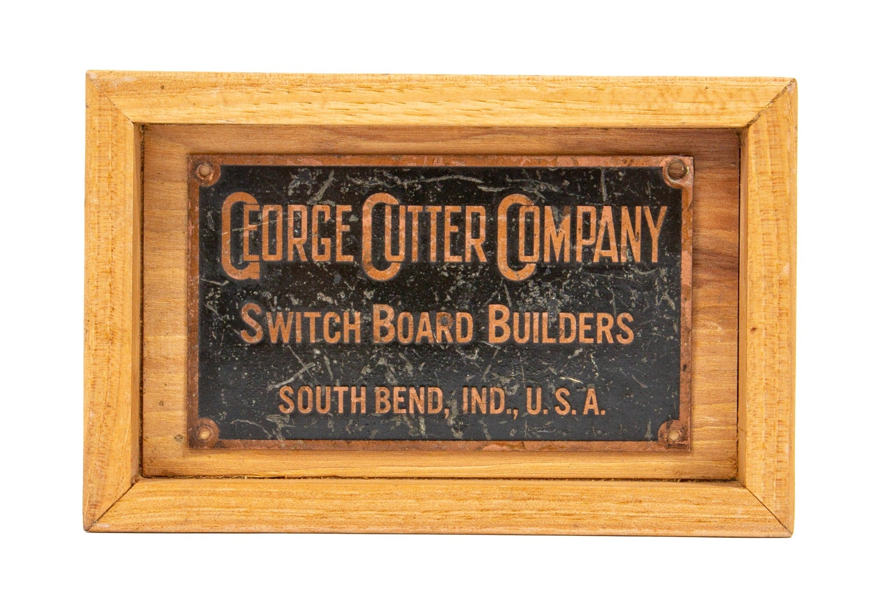 original early 20th century hard to find george cutter company switchboard builder plaque salvaged from cook county powerhouse