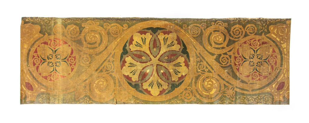 remarkable all original late 19th century intact museum quality polychromatic hand-painted stenciled st. louis union station interior wall canvas