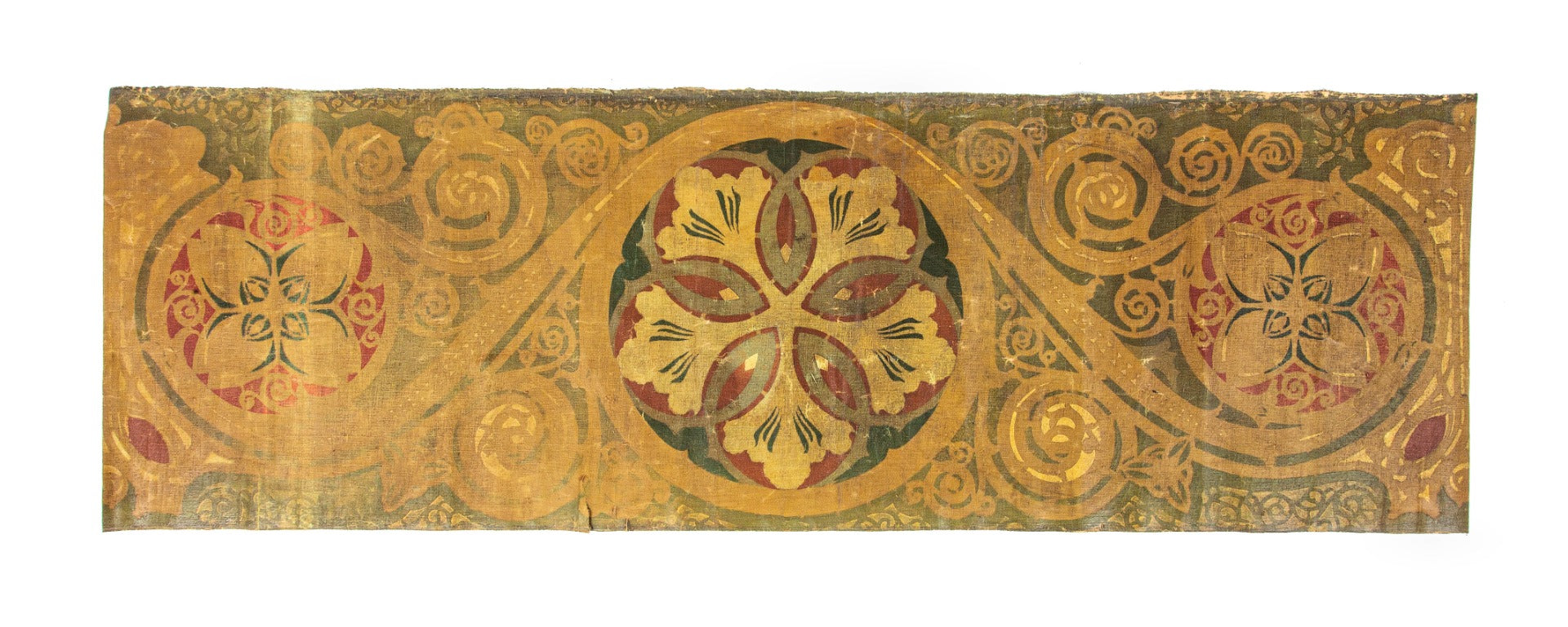 remarkable all original late 19th century intact museum quality polychromatic hand-painted stenciled st. louis union station interior wall canvas