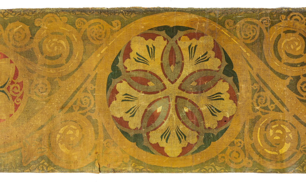 remarkable all original late 19th century intact museum quality polychromatic hand-painted stenciled st. louis union station interior wall canvas