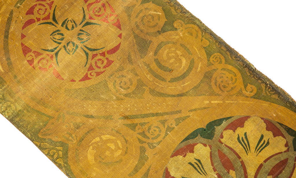 remarkable all original late 19th century intact museum quality polychromatic hand-painted stenciled st. louis union station interior wall canvas