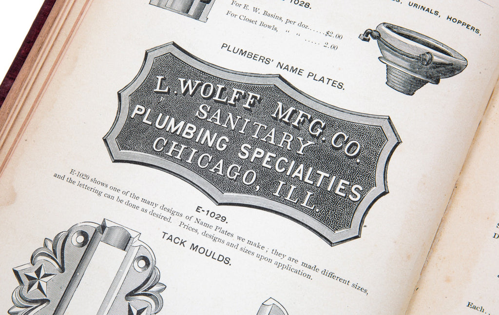 rare original and intact 1897 hardbound l. wolff & company plumbing equipment catalog for residential and commerical buildings