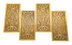 four matching nicely aged 1870s interior residential compression cast r & e hinge cover plates