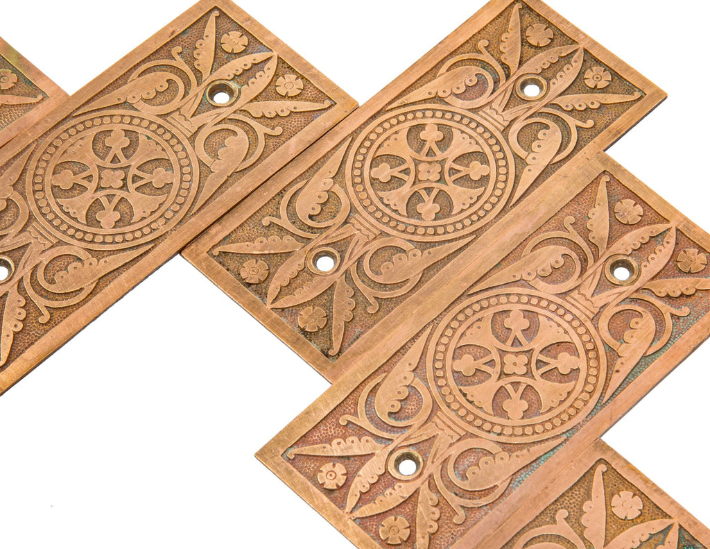 large lot of 1870s metal compression casting company ornamental cast bronze residential hinge cover plates