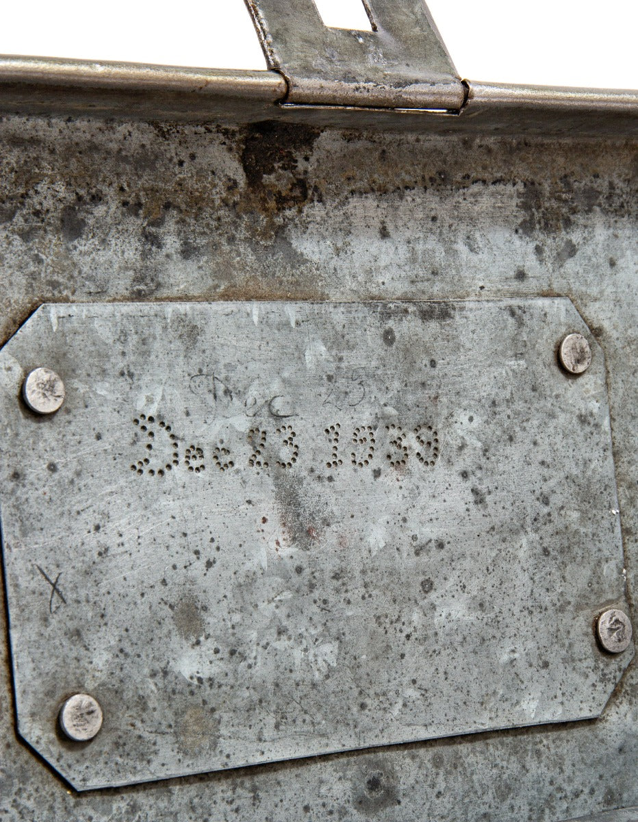 american depression era one of a kind c. 1939 folded and pressed industrial galvanized steel four tray cantilever toolbox complete with lockable hasp and hinges