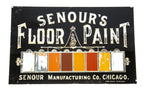 rare all original reverse-painted 19th century glass sign executed by zero marx for senour's floor paints