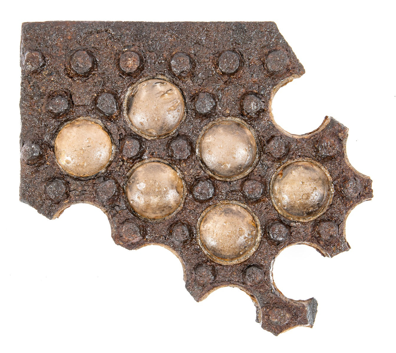 one of two matching late 1870s downtown chicago city street cast iron and glass sidewalk vault light panel