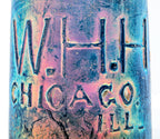 rare heavily irridized cobalt blue glass 1860s w.h.h. soda bottle and stopper dug from site of beman's grand central station