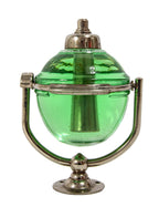 rare all original and fully functional early 20th century "new old stock" beau brummel glass orb salvaged soap dispenser