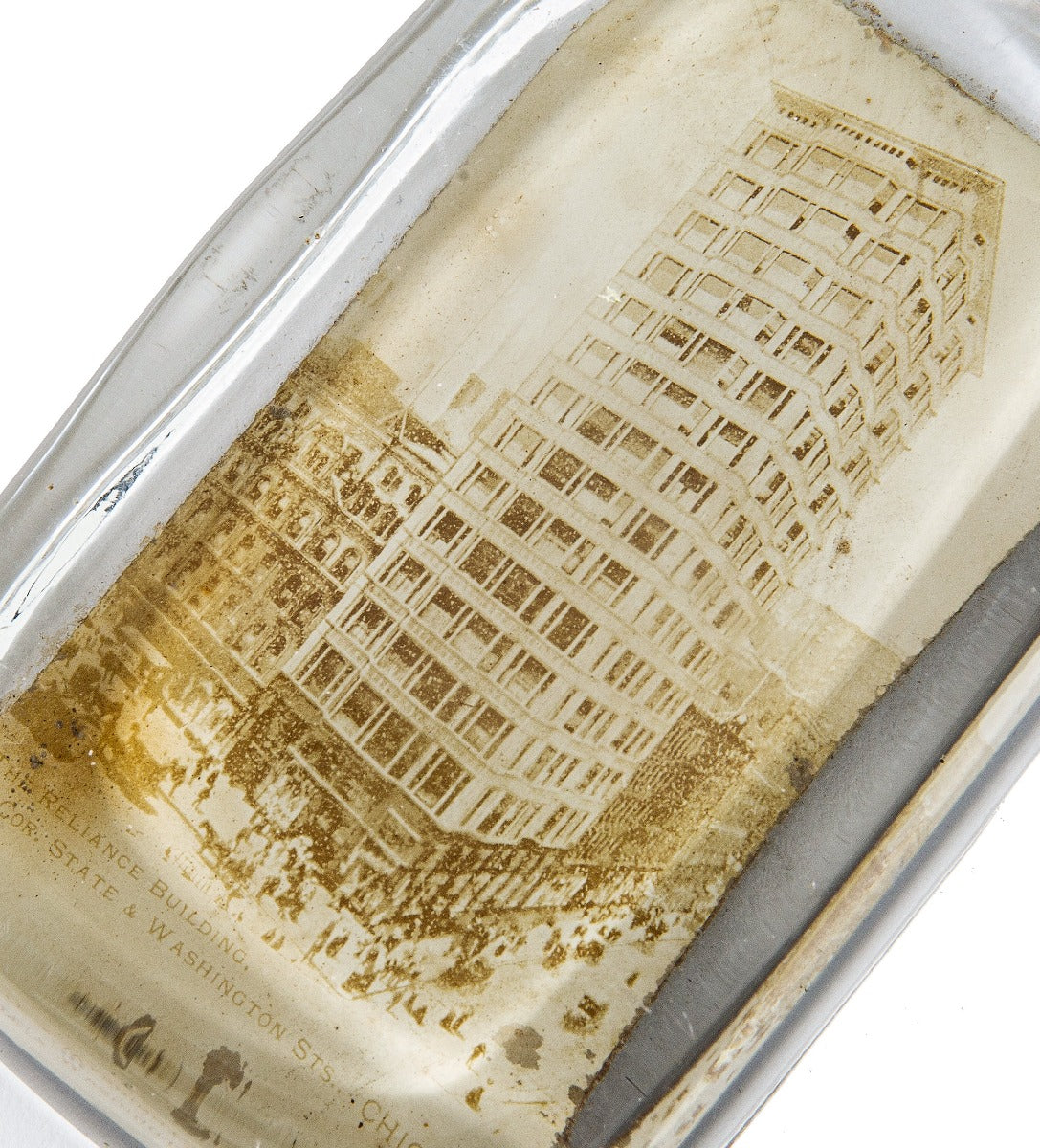 hard to find 19th century reliance building souvenir libby glass photo paperweight