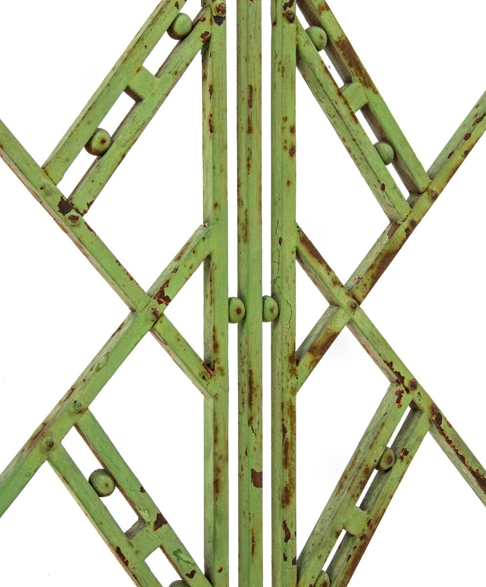strongly geometric style original bruce goff-designed painted cast iron 1928 page storage warehouse exterior window grille