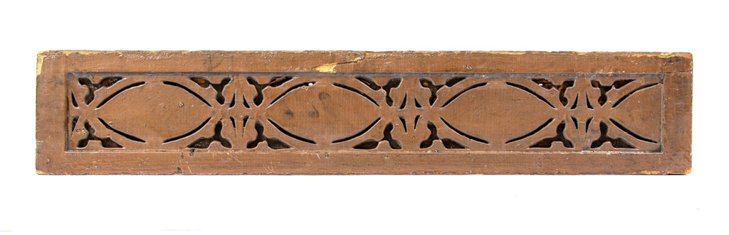 frank lloyd wright-designed original fret-sawn pine wood loggia soffet panel with gothic tracery detail