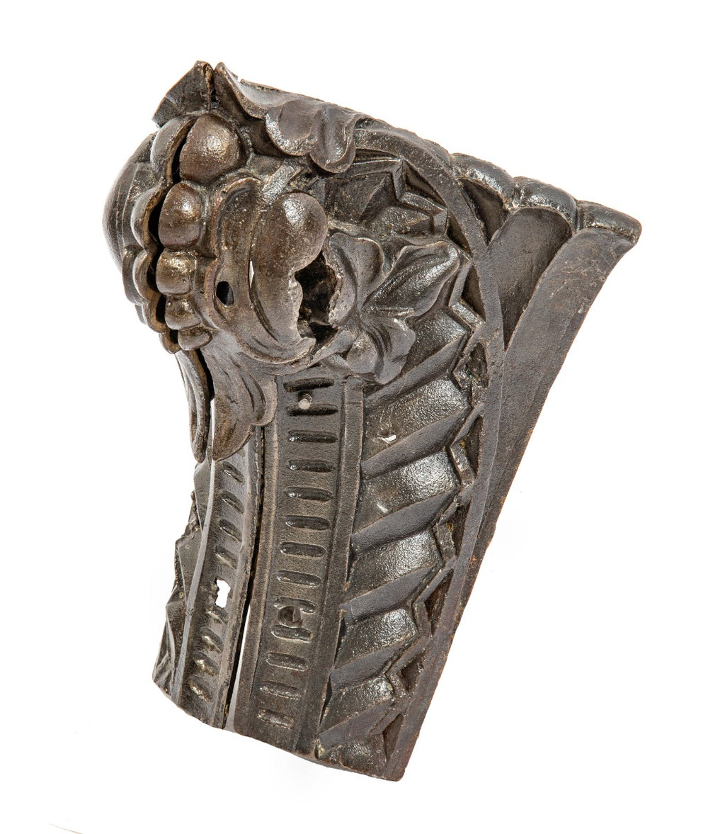 historically important salvaged chicago pre-fire interior cast iron building column capital section with brushed metal finish