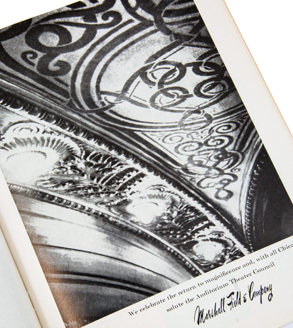 rare original staple-bound adler and sullivan auditorium building restoration dedication booklet