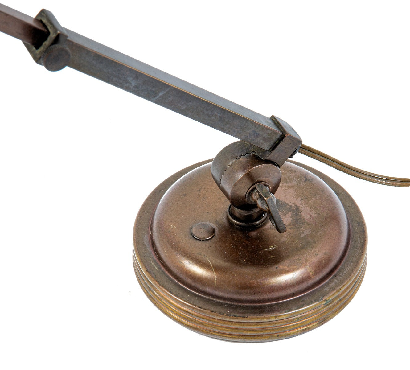 original 1930s steamlined style american art deco adjustable faries table or desk lamp with original normandy bronze finish