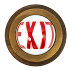 rare 1932 art deco style jaehnig lighting fixture company bronze exit light with intact bulbous milk glass globe