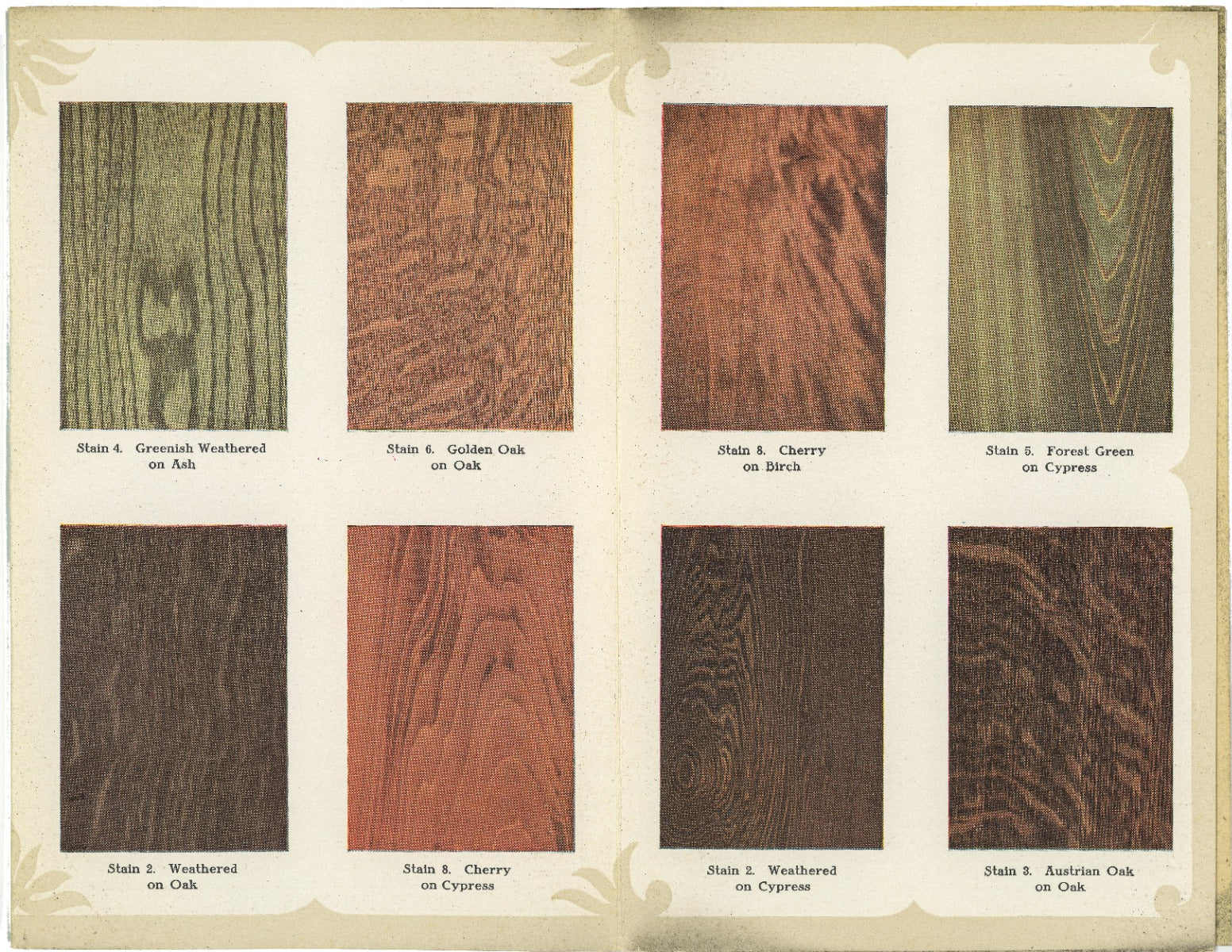 early 20th century pitcairn varnish company (milwaukee, wisc.) brochure with wood stain sample boards