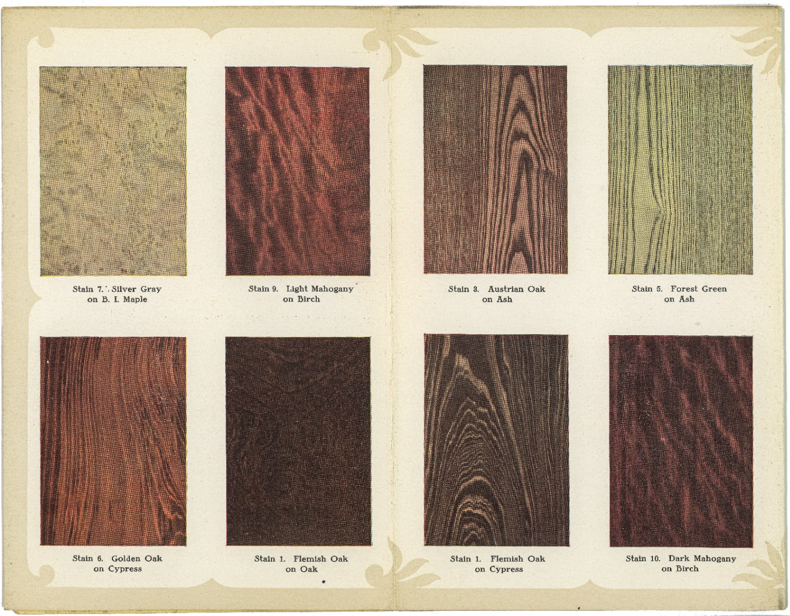 early 20th century pitcairn varnish company (milwaukee, wisc.) brochure with wood stain sample boards