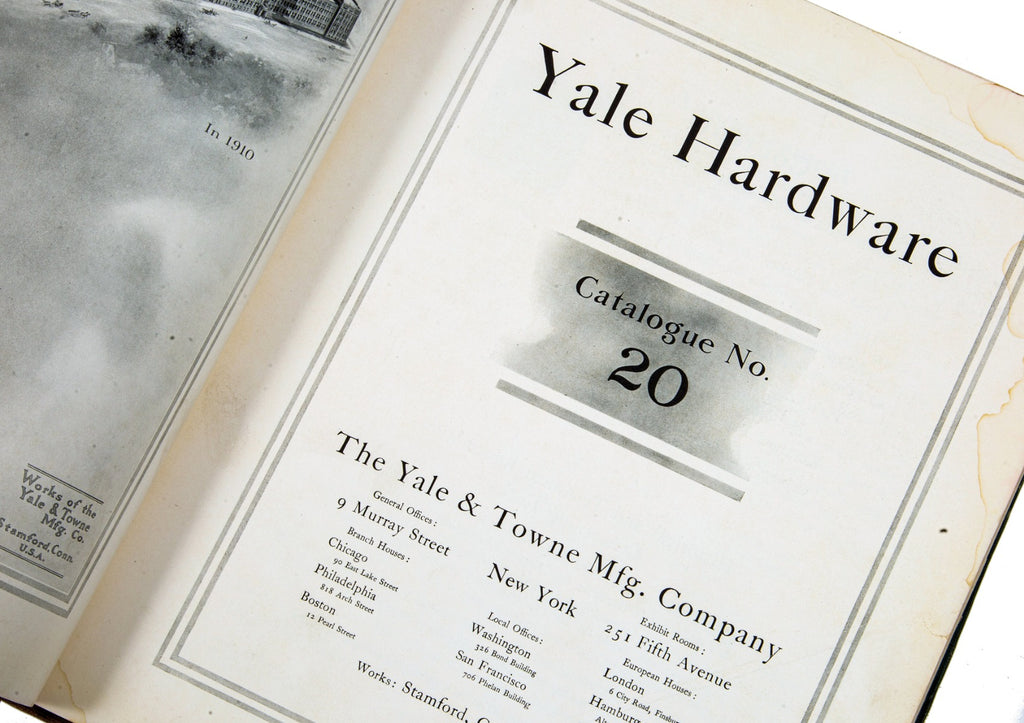 hard to find oversized 1910 no. 20 hardbound yale & towne mfg. company hardware catalog