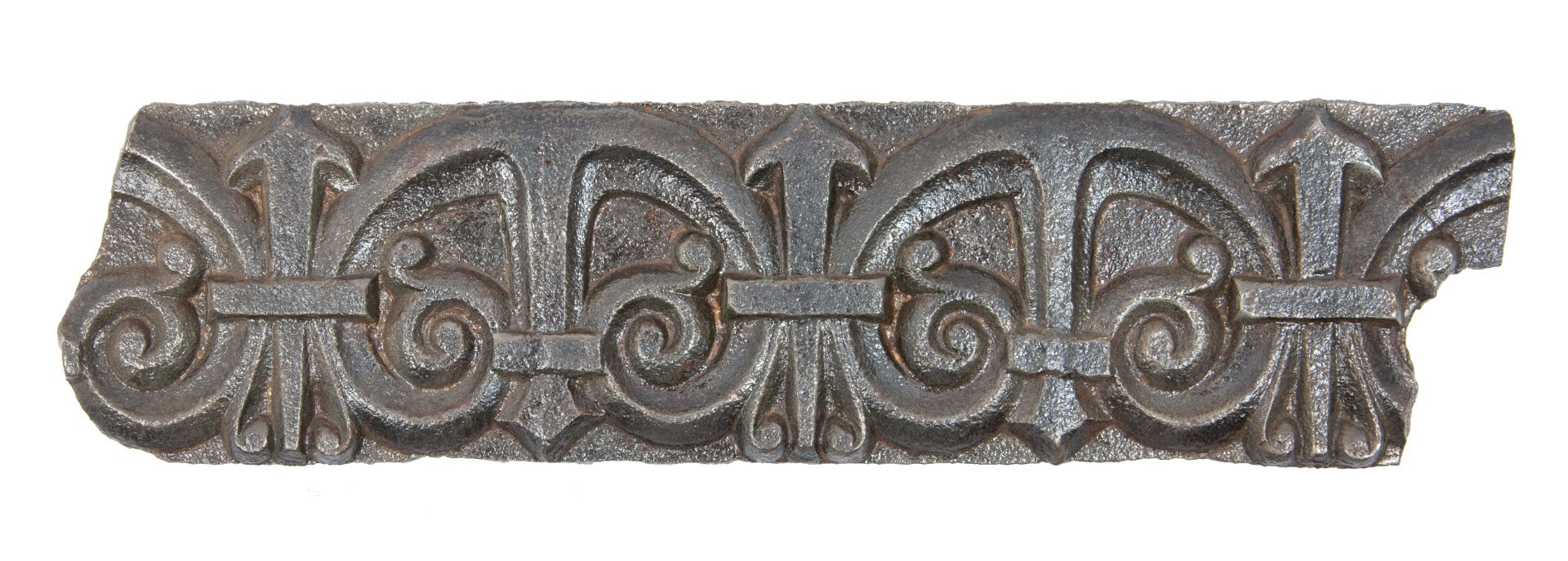original clinton j. warren-designed ornamental cast iron staircase riser fragment from lexington hotel