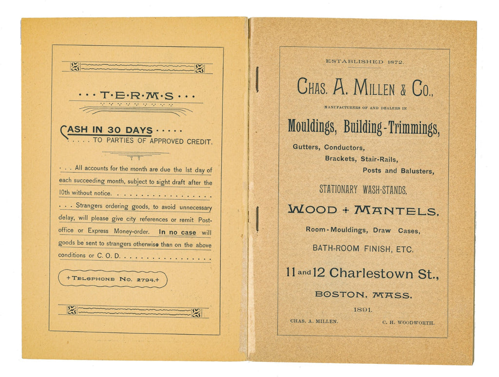 hard to find profusely illustrated 1891 chas. a. millen & company boston millwork catalog