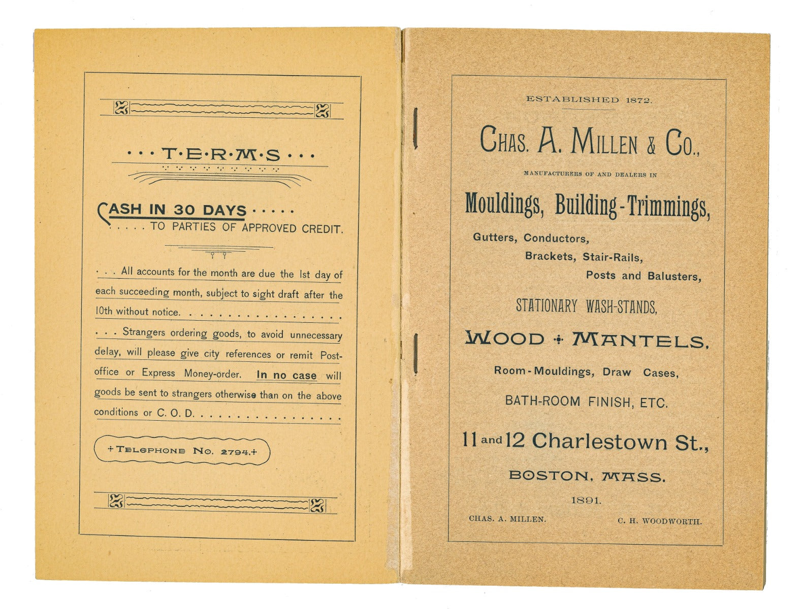 hard to find profusely illustrated 1891 chas. a. millen & company boston millwork catalog