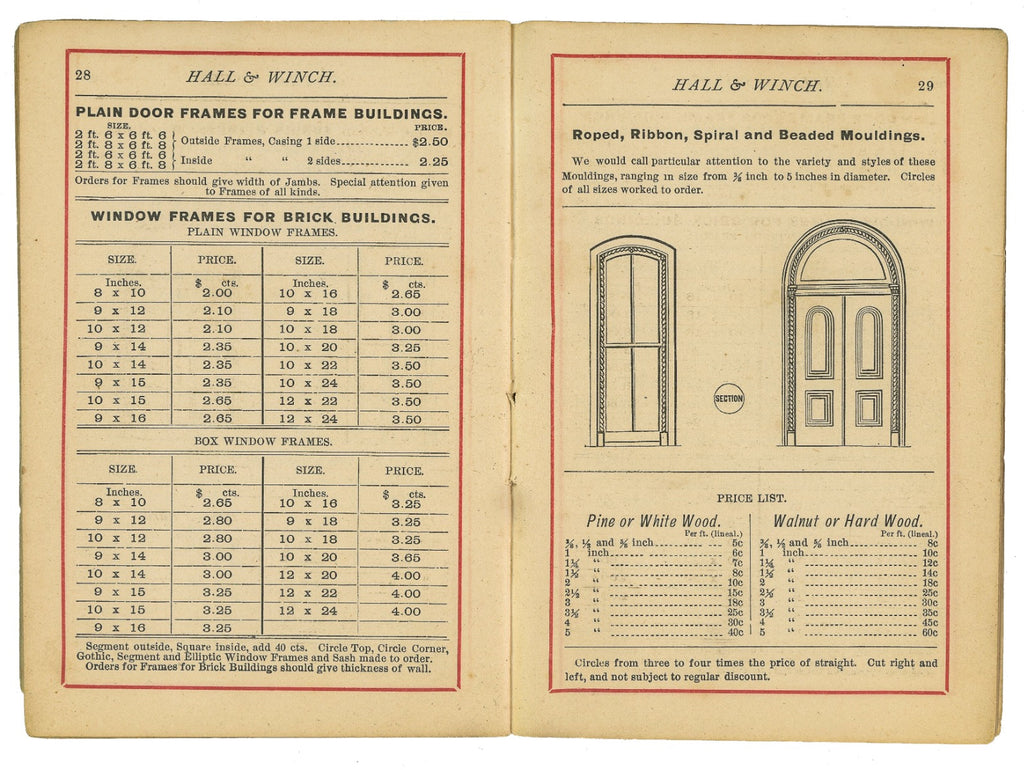 rare 1860s chicago hall and winch sash, door, and blinds residential and commerical builder catalog