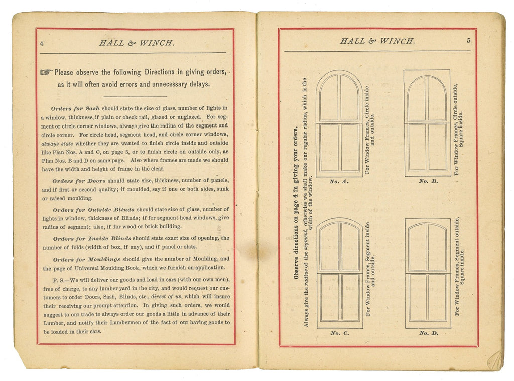 rare 1860s chicago hall and winch sash, door, and blinds residential and commerical builder catalog