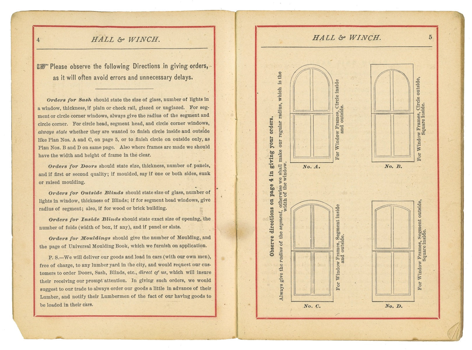 rare 1860s chicago hall and winch sash, door, and blinds residential and commerical builder catalog